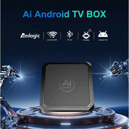 Smart TV Box AI TV Box 8+128GB 8K Video Android 15 Home Entertainment Media Player For NETFLIX Youtube With Voice Remote