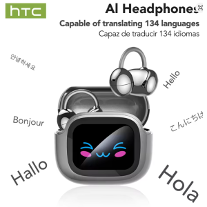 HTC NE32 Bluetooth V6.0 AI Earphones LCD Touch screen OWS Ear Clip Wireless headphones Translator Earbuds Noise Reduction call