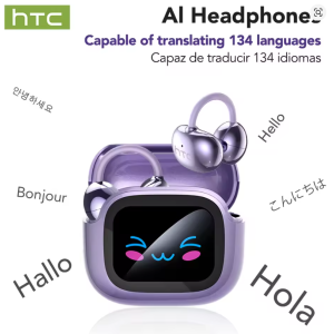 HTC NE32 Bluetooth V6.0 AI Earphones LCD Touch screen OWS Ear Clip Wireless headphones Translator Earbuds Noise Reduction call