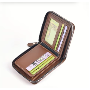 Men's Wallet Made of PU Wax Oil Skin Purse for Men Coin Purse Short Male Card Holder Wallets Zipper Around Money Coin Purse