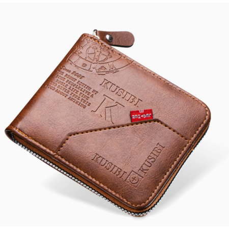 Men's Wallet Made of PU Wax Oil Skin Purse for Men Coin Purse Short Male Card Holder Wallets Zipper Around Money Coin Purse