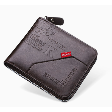 Men's Wallet Made of PU Wax Oil Skin Purse for Men Coin Purse Short Male Card Holder Wallets Zipper Around Money Coin Purse