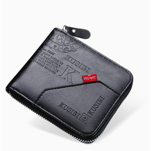Men's Wallet Made of PU Wax Oil Skin Purse for Men Coin Purse Short Male Card Holder Wallets Zipper Around Money Coin Purse