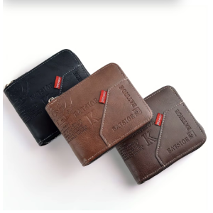 Men's Wallet Made of PU Wax Oil Skin Purse for Men Coin Purse Short Male Card Holder Wallets Zipper Around Money Coin Purse