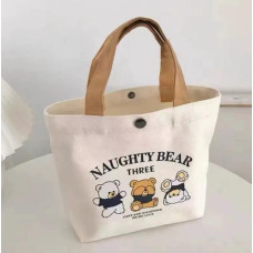 Canvas Bag Small Versatile Handbag Female Student Lunch Box Bag Simple Tote Bag Office Worker Lunch Bag Shopping Bag