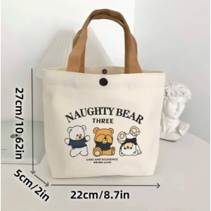 Canvas Bag Small Versatile Handbag Female Student Lunch Box Bag Simple Tote Bag Office Worker Lunch Bag Shopping Bag