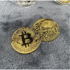 Gold Plated Bitcoin Coin Collectible Art Collection Gift Physical Commemorative Casascius Bit BTC Metal Antique Crafts Imitation