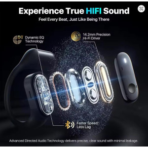 Open Ear Earbuds Wireless Headphones 40HRS Playtime Fast Charging Digital Display Open Ear Headphones with Ergonomic Earhook