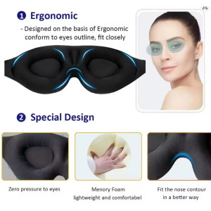 Eye Mask for Sleeping 3D Contoured Cup Blindfold Concave Molded Night Sleep Mask Block Out Light with Women Men