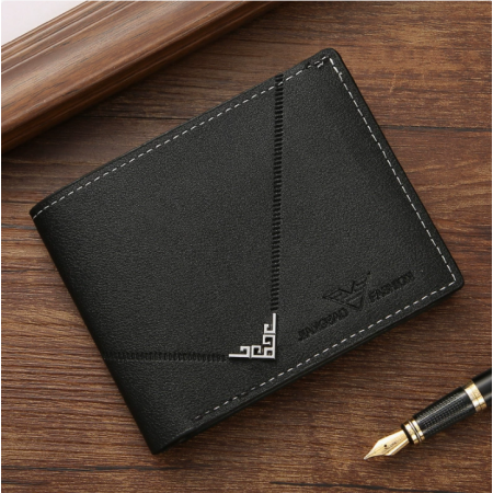 Men's leather short wallet thin wallet foldable minimalist soft leather wallet