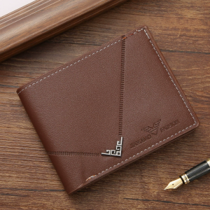 Men's leather short wallet thin wallet foldable minimalist soft leather wallet