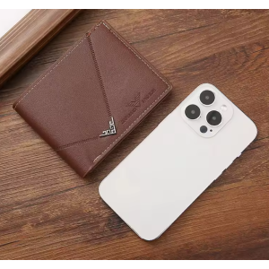 Men's leather short wallet thin wallet foldable minimalist soft leather wallet