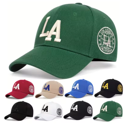Unisex LA Letter Embroidery Snapback Baseball Caps Spring and Autumn Outdoor Adjustable Casual Hats Sunscreen Hat