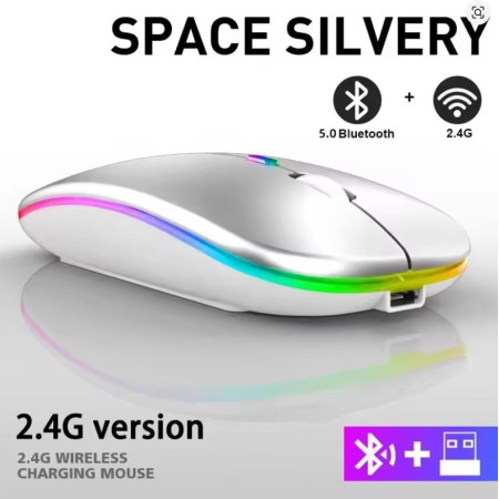 50 Packs  Wireless Mouse RGB Rechargeable Bluetooth Mice Wireless Computer Mause LED Backlit Ergonomic Gaming Mouse for Laptop PC 3600DPI
